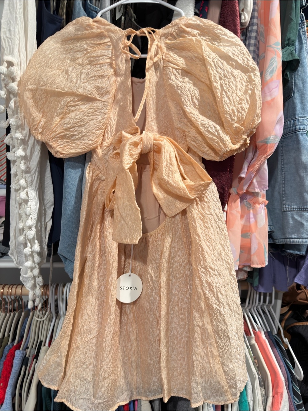 Crinkle peach dress